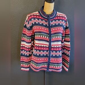 Heirloom Collectibles 2001 Zippered Cardigan Ramie/Cotton Large